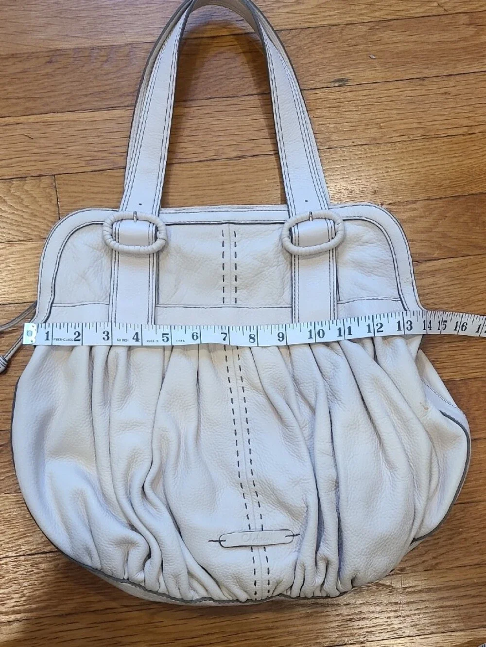 Cole Haan Vintage Y2K Cream Leather Pleated Hobo Shoulder Bag